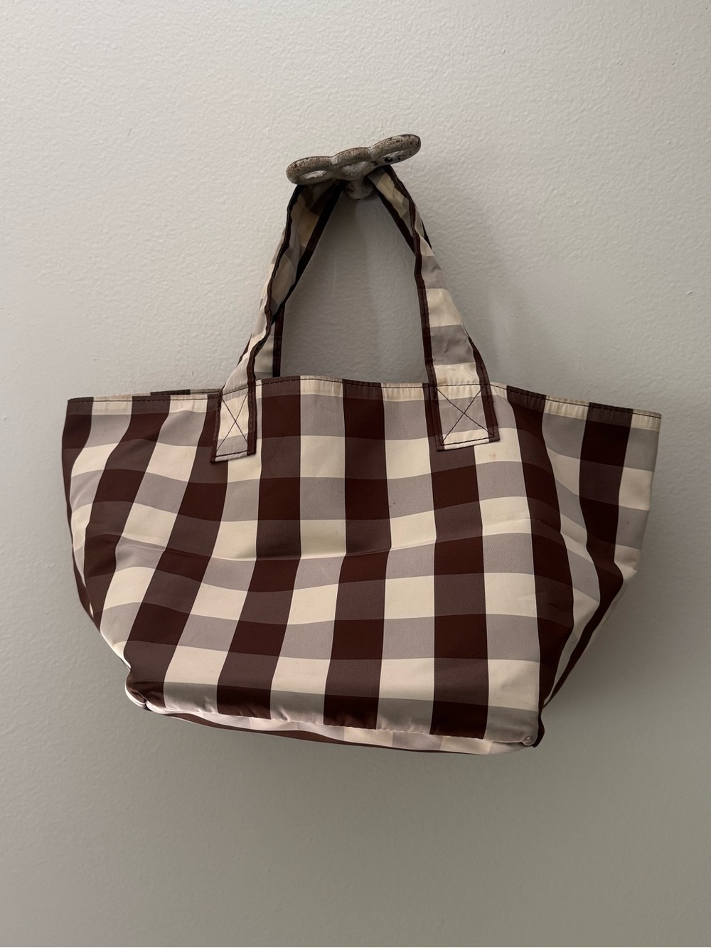 Brown Gingham Trademark Petite Tote Bag.